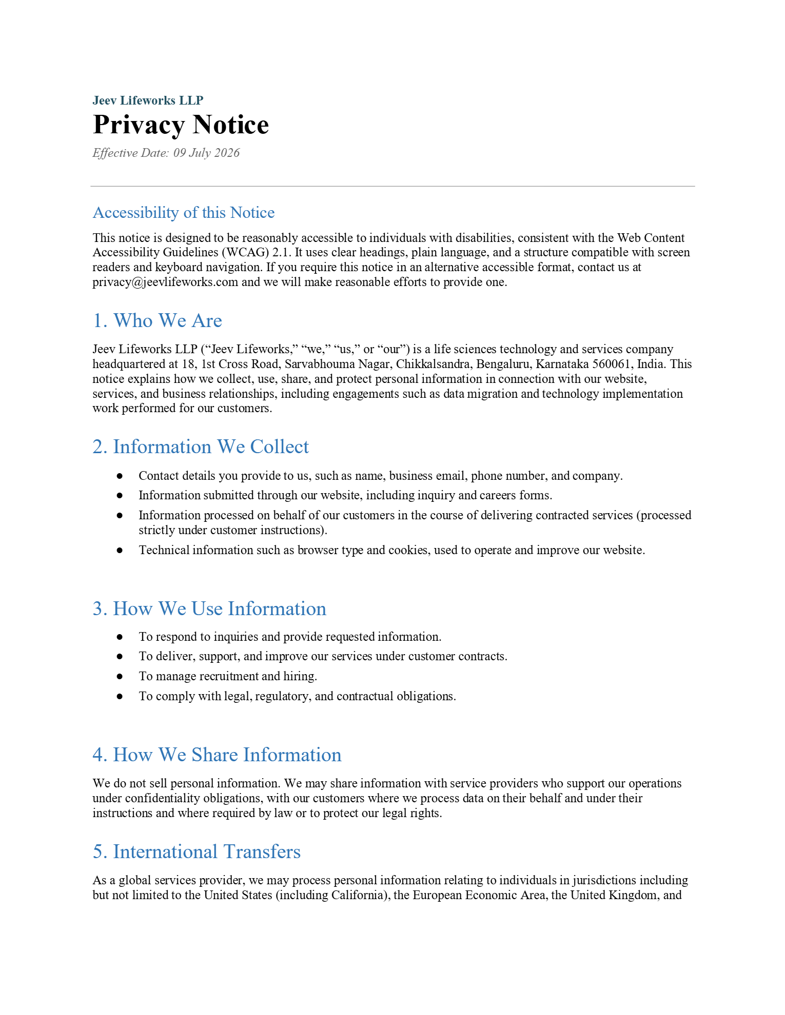 Privacy Notice - Page 1